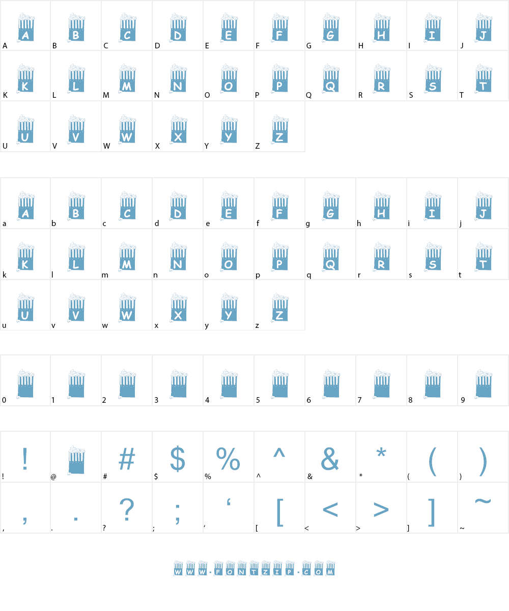 KR Popcorn Time! Font Character